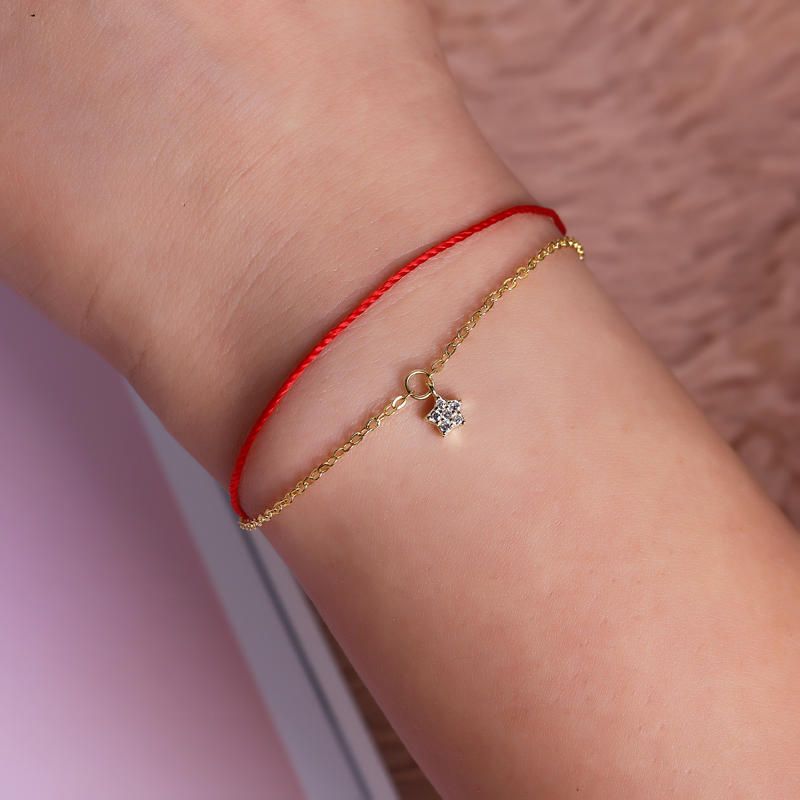 Lujo 925 Plata De Ley Cuerda Roja Pulsera De Amuleto De La Suerte Pulseras De Cadena De Estrellas De Circonio Para Mujer