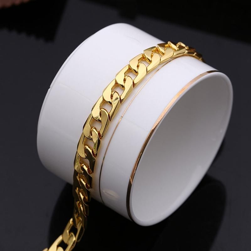 Moda Hiphop Hombres Pulsera De Cadena De Metal Estilo De Moda Pulsera Chapada En Oro De 10 mm