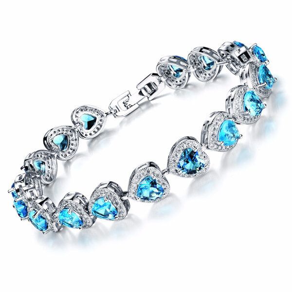 Platinum Classic Heart Micro Zircon Pulsera Joyería Fina Para Mujer