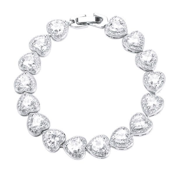 Platinum Classic Heart Micro Zircon Pulsera Joyería Fina Para Mujer