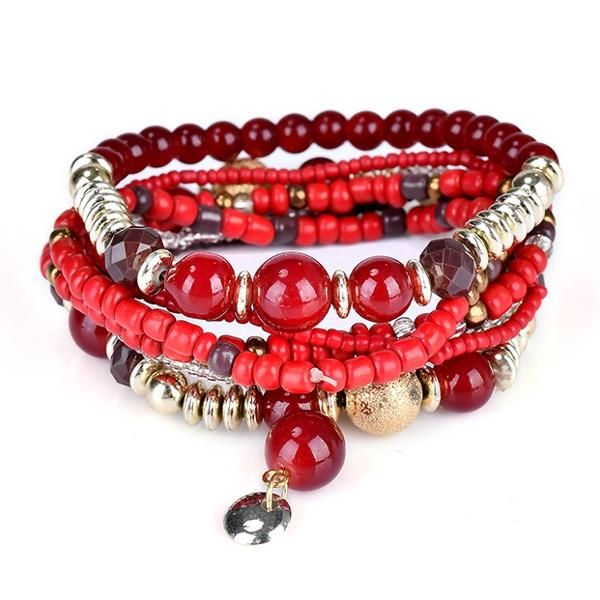 Pulsera Bohemia Con Cuentas Pulsera Retro Multicapa Para Mujer