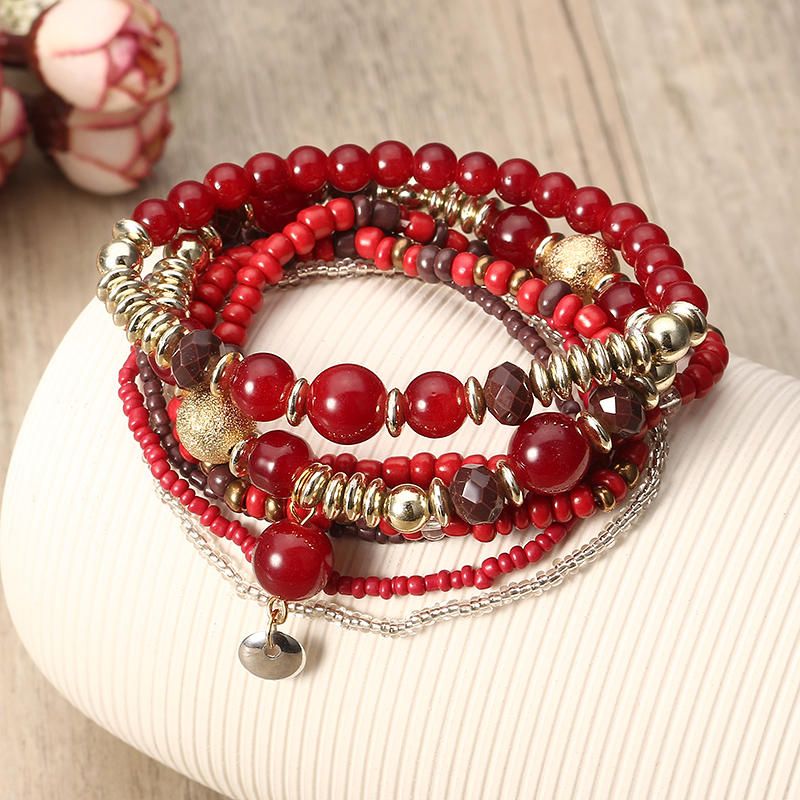 Pulsera Bohemia Con Cuentas Pulsera Retro Multicapa Para Mujer