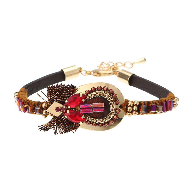 Pulsera Bohemia De Lujo Chapado En Oro Brazalete De Cuero Mujeres Boho Joyería Regalo Único