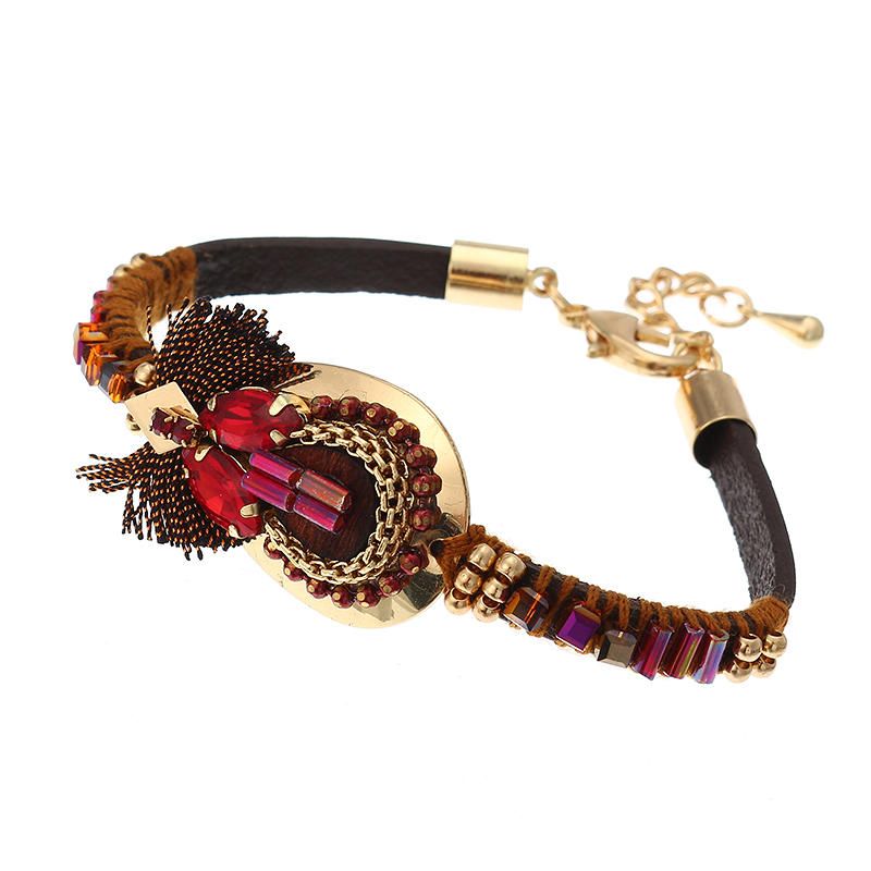 Pulsera Bohemia De Lujo Chapado En Oro Brazalete De Cuero Mujeres Boho Joyería Regalo Único