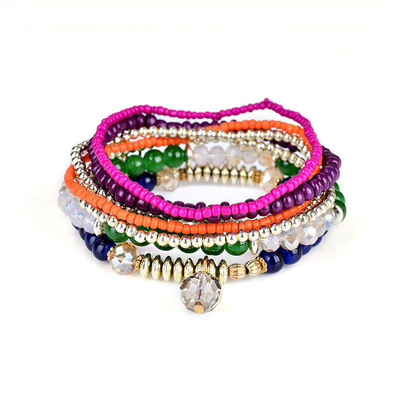 Pulsera Bohemia Multicapa Con Cuentas Pulseras De Cristal Accesorios Para Mujer