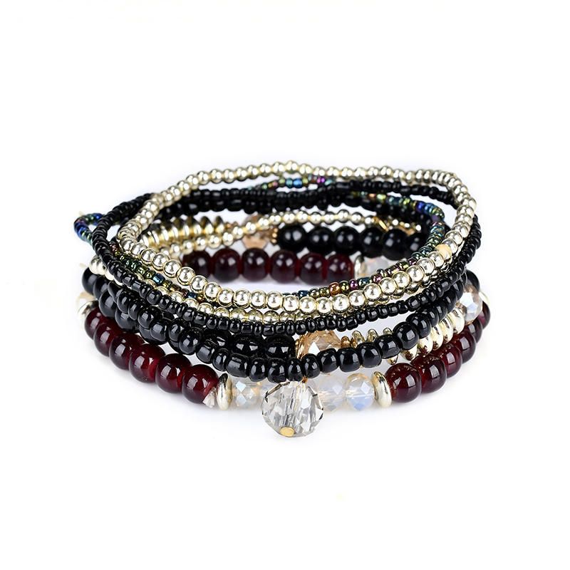 Pulsera Bohemia Multicapa Con Cuentas Pulseras De Cristal Accesorios Para Mujer