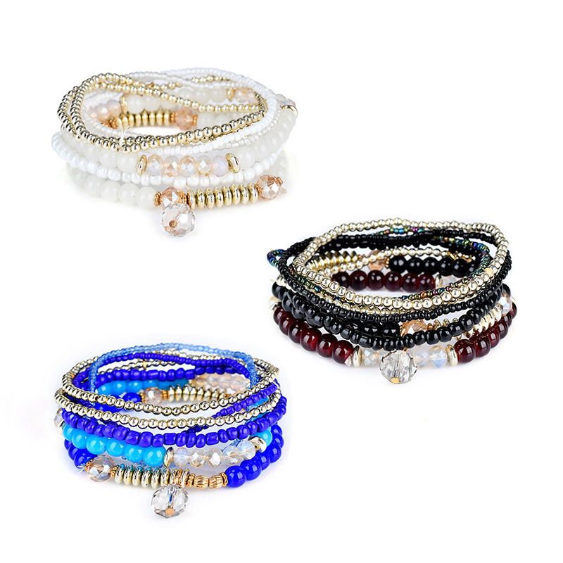 Pulsera Bohemia Multicapa Con Cuentas Pulseras De Cristal Accesorios Para Mujer