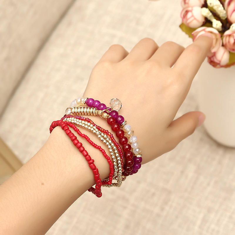 Pulsera Bohemia Multicapa Con Cuentas Pulseras De Cristal Accesorios Para Mujer