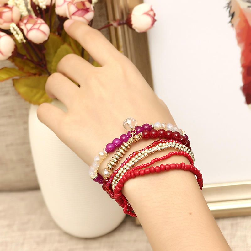 Pulsera Bohemia Multicapa Con Cuentas Pulseras De Cristal Accesorios Para Mujer