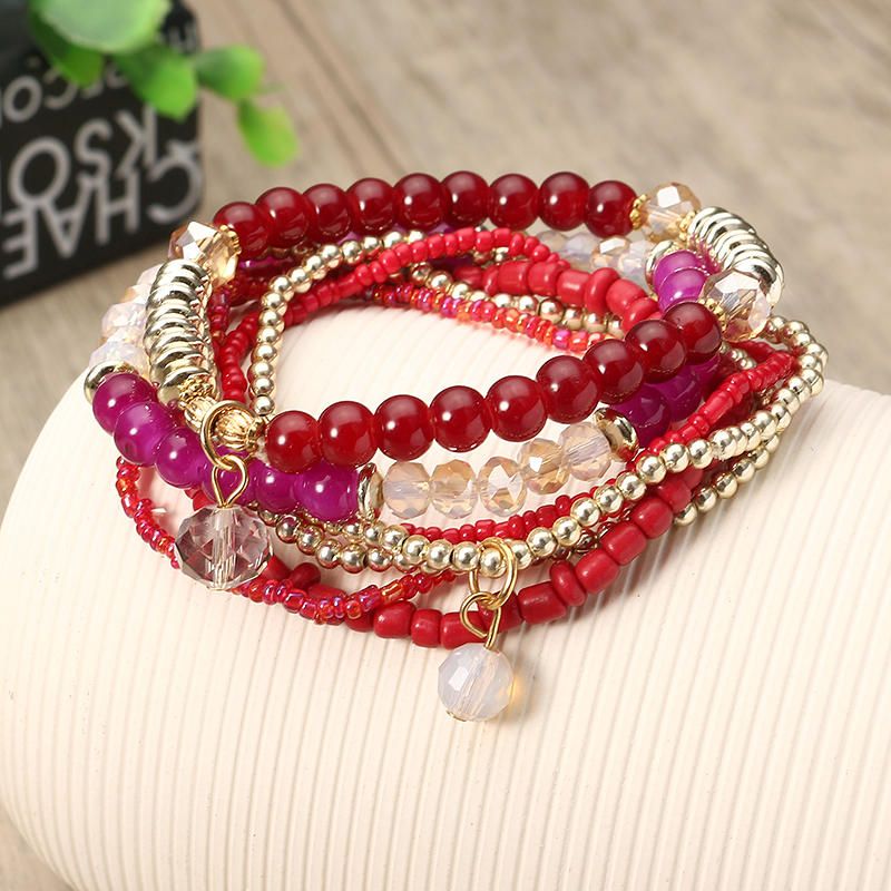 Pulsera Bohemia Multicapa Con Cuentas Pulseras De Cristal Accesorios Para Mujer