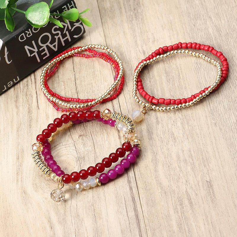 Pulsera Bohemia Multicapa Con Cuentas Pulseras De Cristal Accesorios Para Mujer