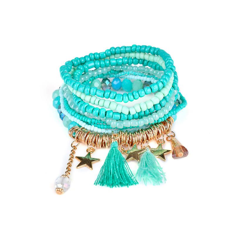 Pulsera Bohemia Para Mujer Borla Estrella Cristal Cuentas Pulsera Regalo Para Mujer