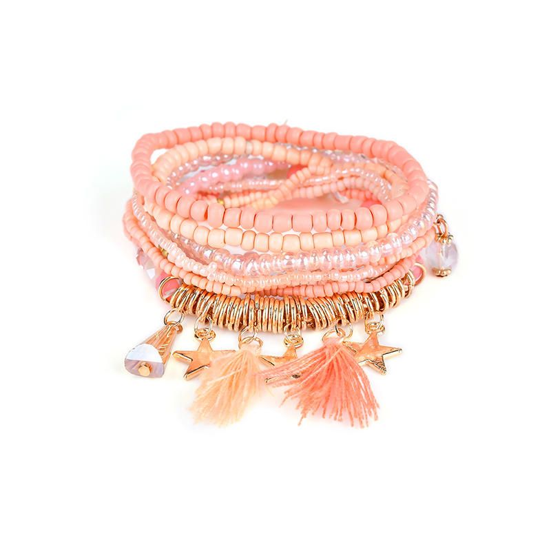 Pulsera Bohemia Para Mujer Borla Estrella Cristal Cuentas Pulsera Regalo Para Mujer