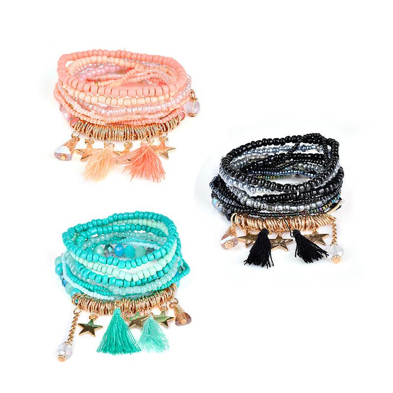 Pulsera Bohemia Para Mujer Borla Estrella Cristal Cuentas Pulsera Regalo Para Mujer