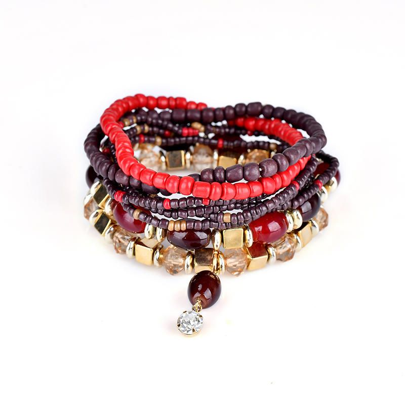 Pulsera Bohemia Para Mujer Pulsera Encantadora Con Cuentas Multicapa Coloridas