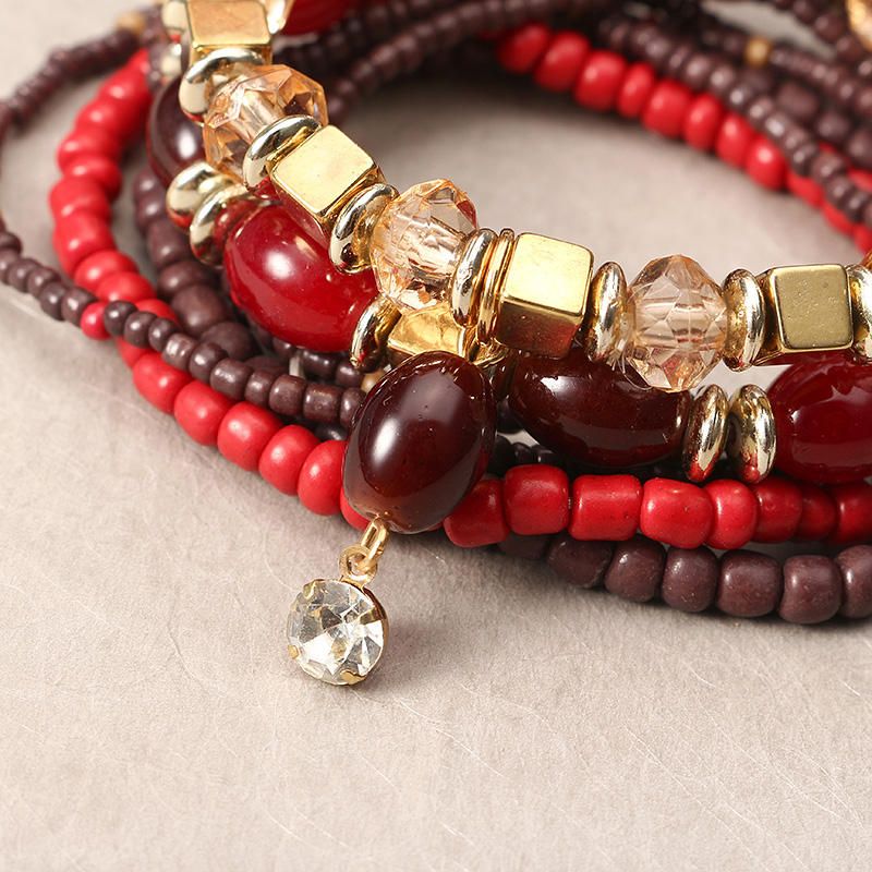 Pulsera Bohemia Para Mujer Pulsera Encantadora Con Cuentas Multicapa Coloridas