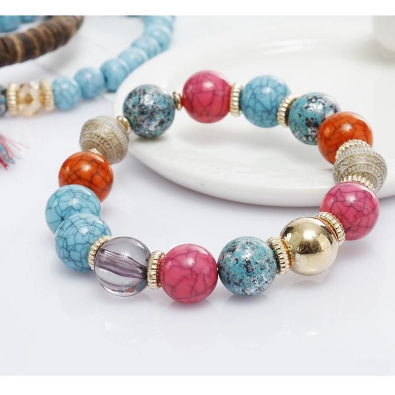 Pulsera De Borlas De Madera Multicapa Bohemia Pulsera Con Cuentas De Elefante Adorable