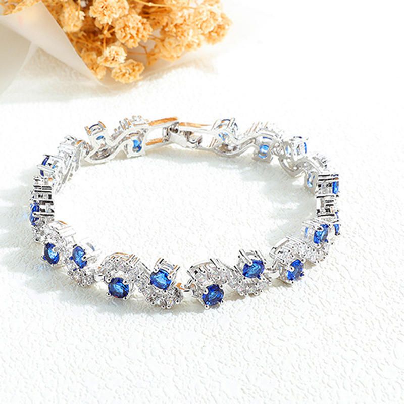 Pulsera Chapada En Platino Y Circonitas Aaa