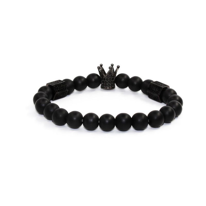 Pulsera De Circonita Con Incrustaciones De Micro Corona Circón De Columna Hexagonal Para Hombres Y Mujeres