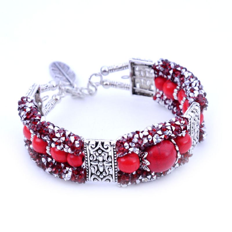 Pulsera De Cuentas De Diamantes De Imitación De Colores Vintage Pulsera Brazalete De Turquesa Regalo Para Mujer