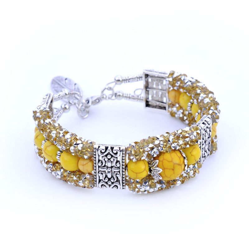 Pulsera De Cuentas De Diamantes De Imitación De Colores Vintage Pulsera Brazalete De Turquesa Regalo Para Mujer