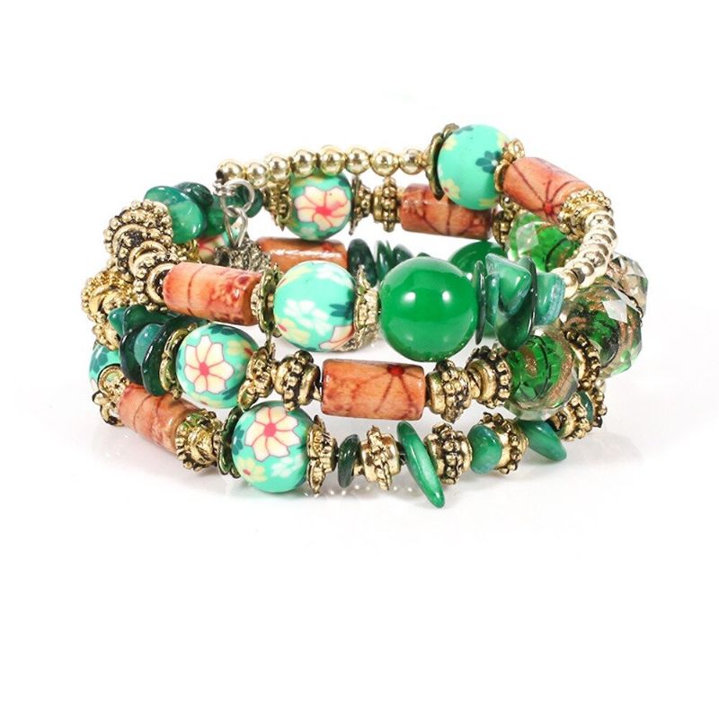 Pulsera De Cuentas Impresas Bohemias Pulsera De Cuentas De Múltiples Capas Estilo Retro Para Mujeres