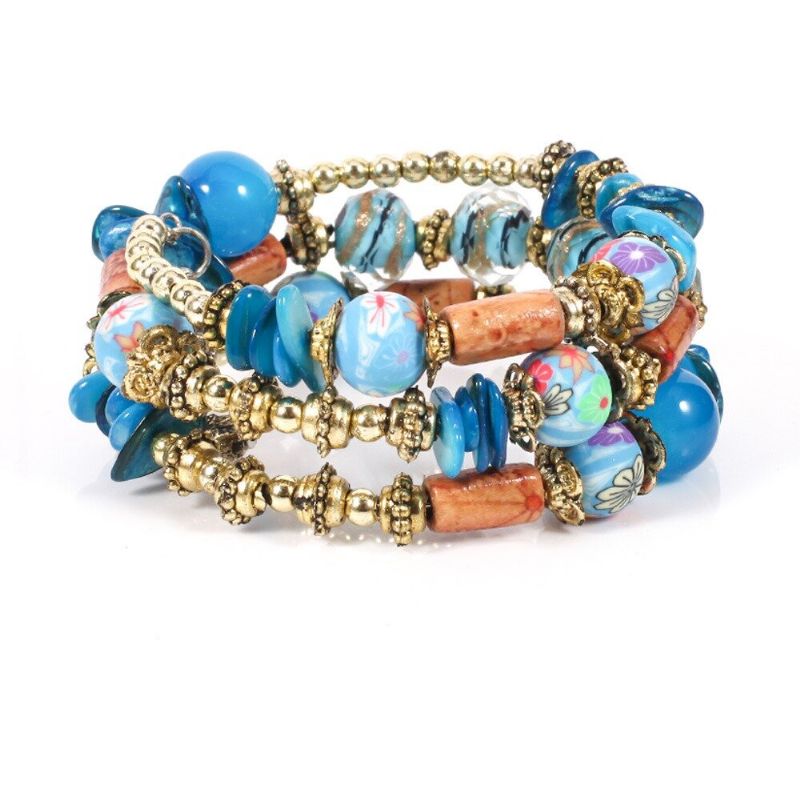 Pulsera De Cuentas Impresas Bohemias Pulsera De Cuentas De Múltiples Capas Estilo Retro Para Mujeres