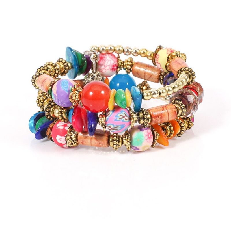 Pulsera De Cuentas Impresas Bohemias Pulsera De Cuentas De Múltiples Capas Estilo Retro Para Mujeres