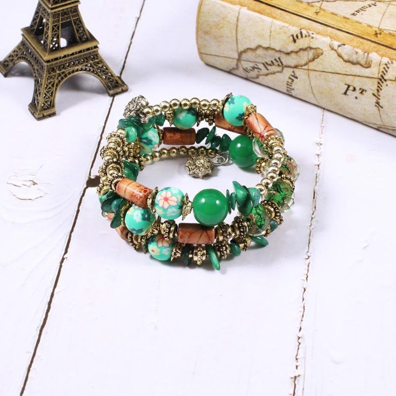 Pulsera De Cuentas Impresas Bohemias Pulsera De Cuentas De Múltiples Capas Estilo Retro Para Mujeres