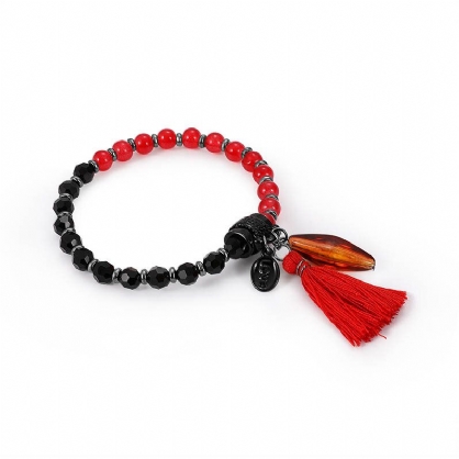 Pulsera De Cuentas Roja Única Para Mujer Encanto De Amor Cuentas De Piedra Natural Pulsera Con Borla Joyería Para Mujer