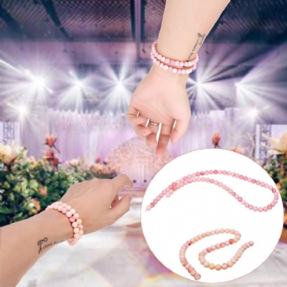 Pulsera Elástica De Cuentas Redondas Hechas A Mano Con Conchas De Concha Reina Rosa Natural