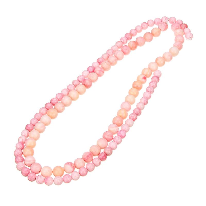 Pulsera Elástica De Cuentas Redondas Hechas A Mano Con Conchas De Concha Reina Rosa Natural