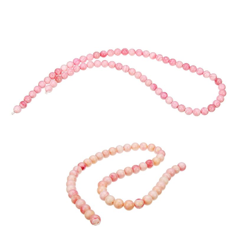 Pulsera Elástica De Cuentas Redondas Hechas A Mano Con Conchas De Concha Reina Rosa Natural