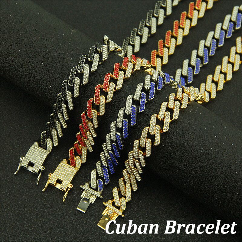 Pulsera Exagerada Cuba Con Diamantes De Imitación De Colores