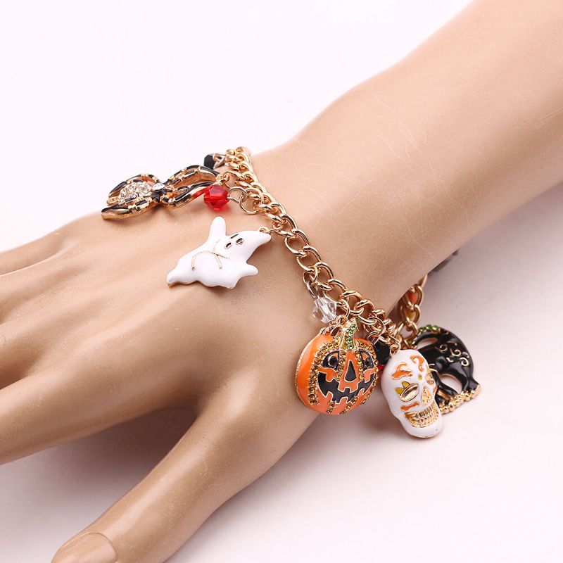 Pulsera De Halloween Calavera Calabaza Punk Charm Bracelet Pulsera De Navidad Para Mujer