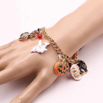 Pulsera De Halloween Calavera Calabaza Punk Charm Bracelet Pulsera De Navidad Para Mujer