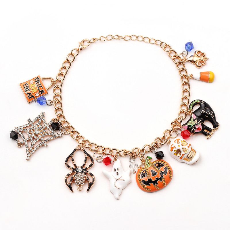 Pulsera De Halloween Calavera Calabaza Punk Charm Bracelet Pulsera De Navidad Para Mujer