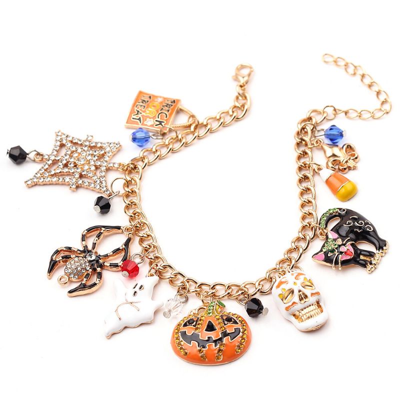 Pulsera De Halloween Calavera Calabaza Punk Charm Bracelet Pulsera De Navidad Para Mujer