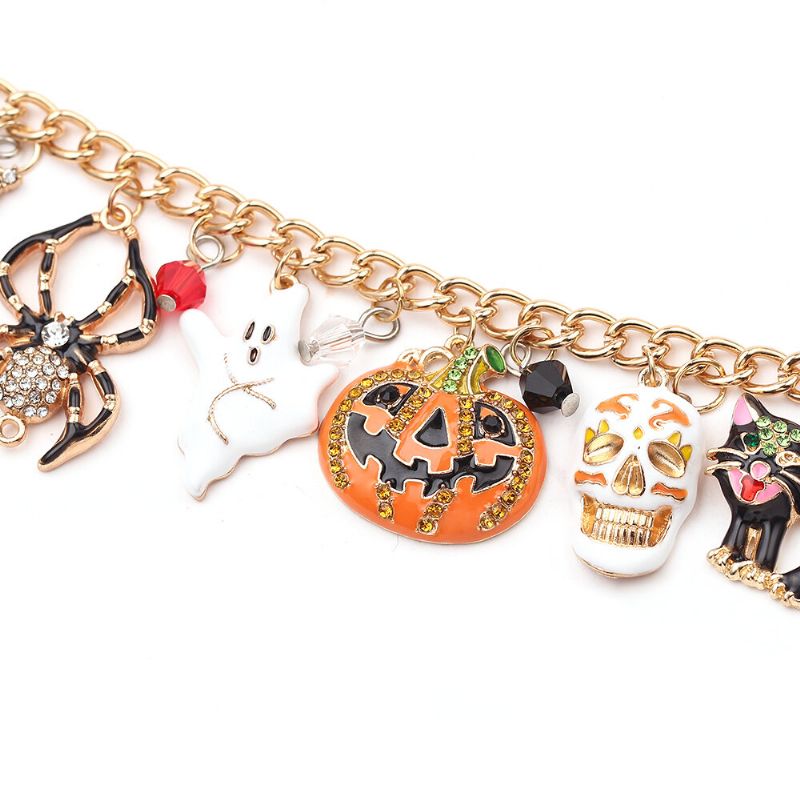 Pulsera De Halloween Calavera Calabaza Punk Charm Bracelet Pulsera De Navidad Para Mujer