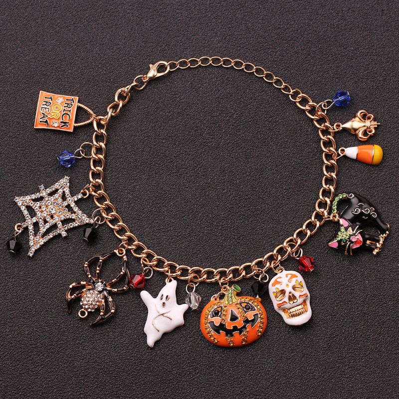 Pulsera De Halloween Calavera Calabaza Punk Charm Bracelet Pulsera De Navidad Para Mujer