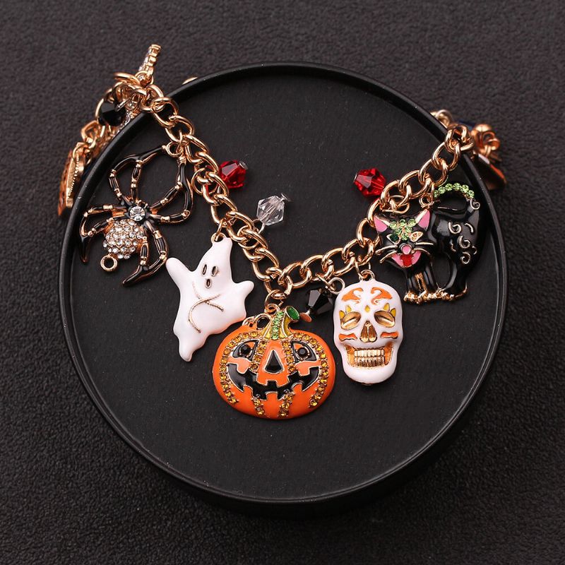 Pulsera De Halloween Calavera Calabaza Punk Charm Bracelet Pulsera De Navidad Para Mujer