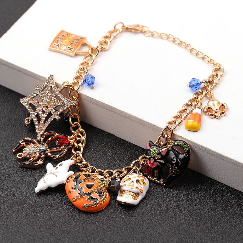 Pulsera De Halloween Calavera Calabaza Punk Charm Bracelet Pulsera De Navidad Para Mujer