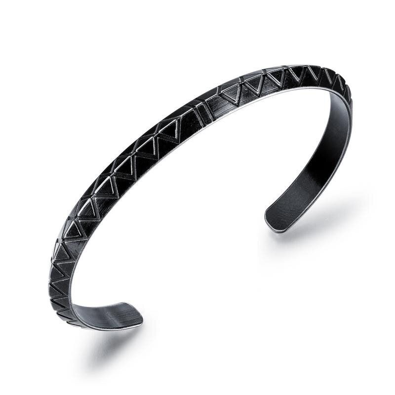 Pulsera Masculina Abierta Romboide De Acero Inoxidable De Titanio Y Acero