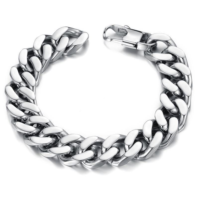 Pulsera Masculina De Acero Inoxidable Cubano De Acero Titanio