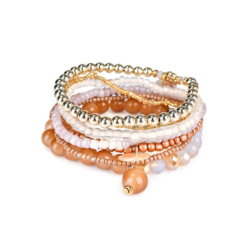 Pulsera De Mujer Bohemia Cuentas De Cristal Pulseras Multicapa Regalo Para Mujer