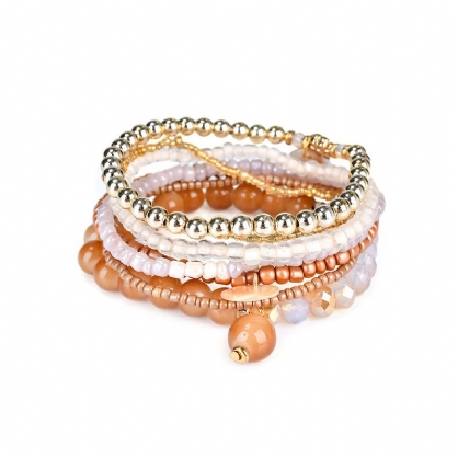 Pulsera De Mujer Bohemia Cuentas De Cristal Pulseras Multicapa Regalo Para Mujer