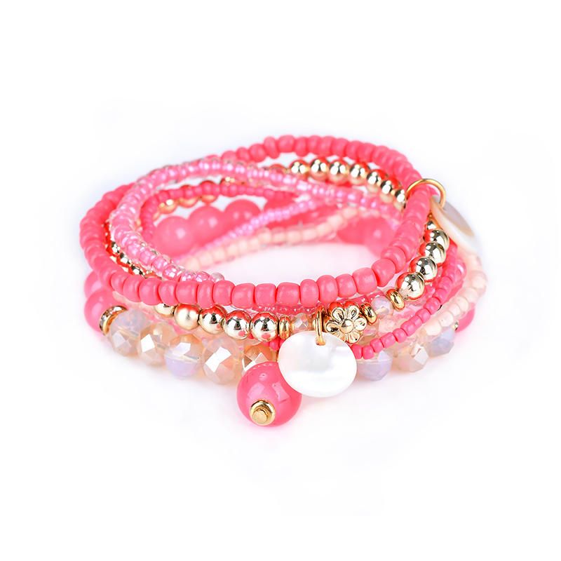 Pulsera De Mujer Bohemia Cuentas De Cristal Pulseras Multicapa Regalo Para Mujer