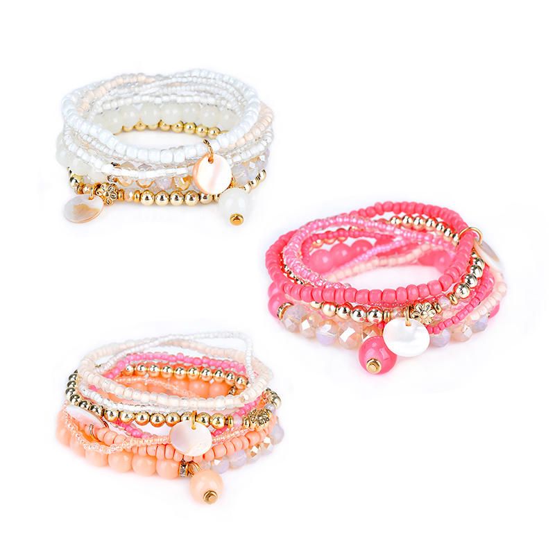 Pulsera De Mujer Bohemia Cuentas De Cristal Pulseras Multicapa Regalo Para Mujer