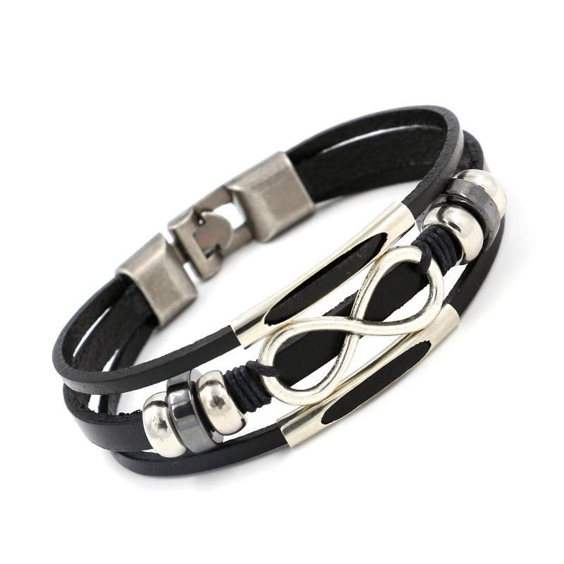 Pulsera De Nudo Infinito Multicapa Pulseras De Cuero De Moda Casual Para Hombres Y Mujeres