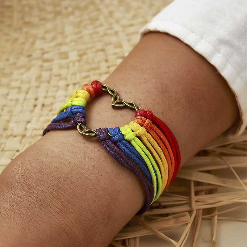 Pulsera De Unicornio Tejida Colorida Con Personalidad Pulsera De Múltiples Capas Con Corazón De Amor Ajustable Para Mujer